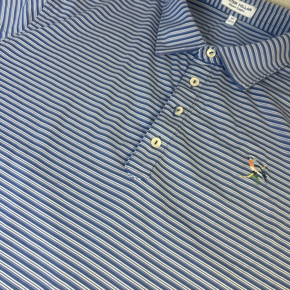 Peter Millar Shirt Summer Comfort Polo XL Blue Performance Chicago Highland Club